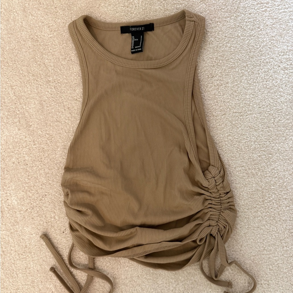 Forever 21 Beige Ruched Tank Top